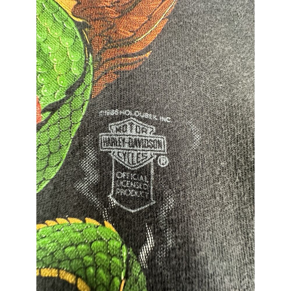 Vintage 1986 Harley Davidson Dallas TX Single Stitch Eagle Has Landed T-Shirt M - Picture 8 of 10